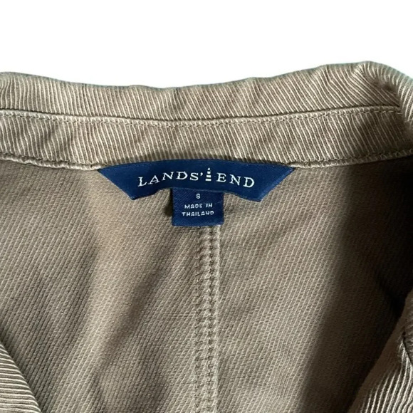 Vintage Lands End 100% Cotton Light Brown Blazer 90's Size 8 Functional Pockets - Picture 12 of 13